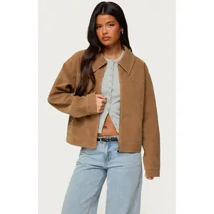Edikted Women's Memphis Studded Faux Suede Jacket