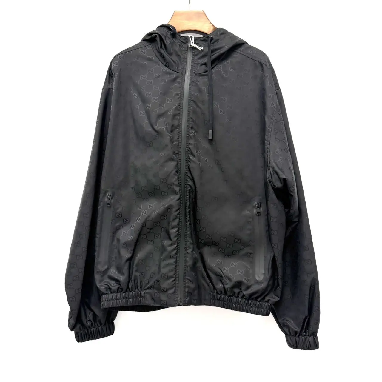 CALUXA Gucci Men's GG Jacquard Hooded Jacket Black size 48