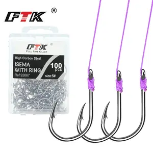 FTK 100pcs Set of Ise-ni Barbed Fishing Hooks with Eyes and Swivels—High-Carbon Hooks for Big Game Fishing, Fishing Tackle