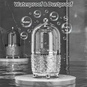 Makeup Brush Holder Organizer with Lid,360 Rotating Clear Dustproof Makeup Brushe Organizer Boxes for Vanity Desktop Bathroom Countertop vanitydresser ,Deals for you days Transparent Compartments