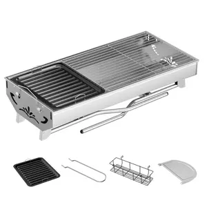 Foldable Portable BBQ Charcoal Grill, Stainless Steel Outdoor Cooking Stove, Perfect for Camping, Hiking, Beach, Picnic, Tailgating & All Outdoor Adventures outdoorfun