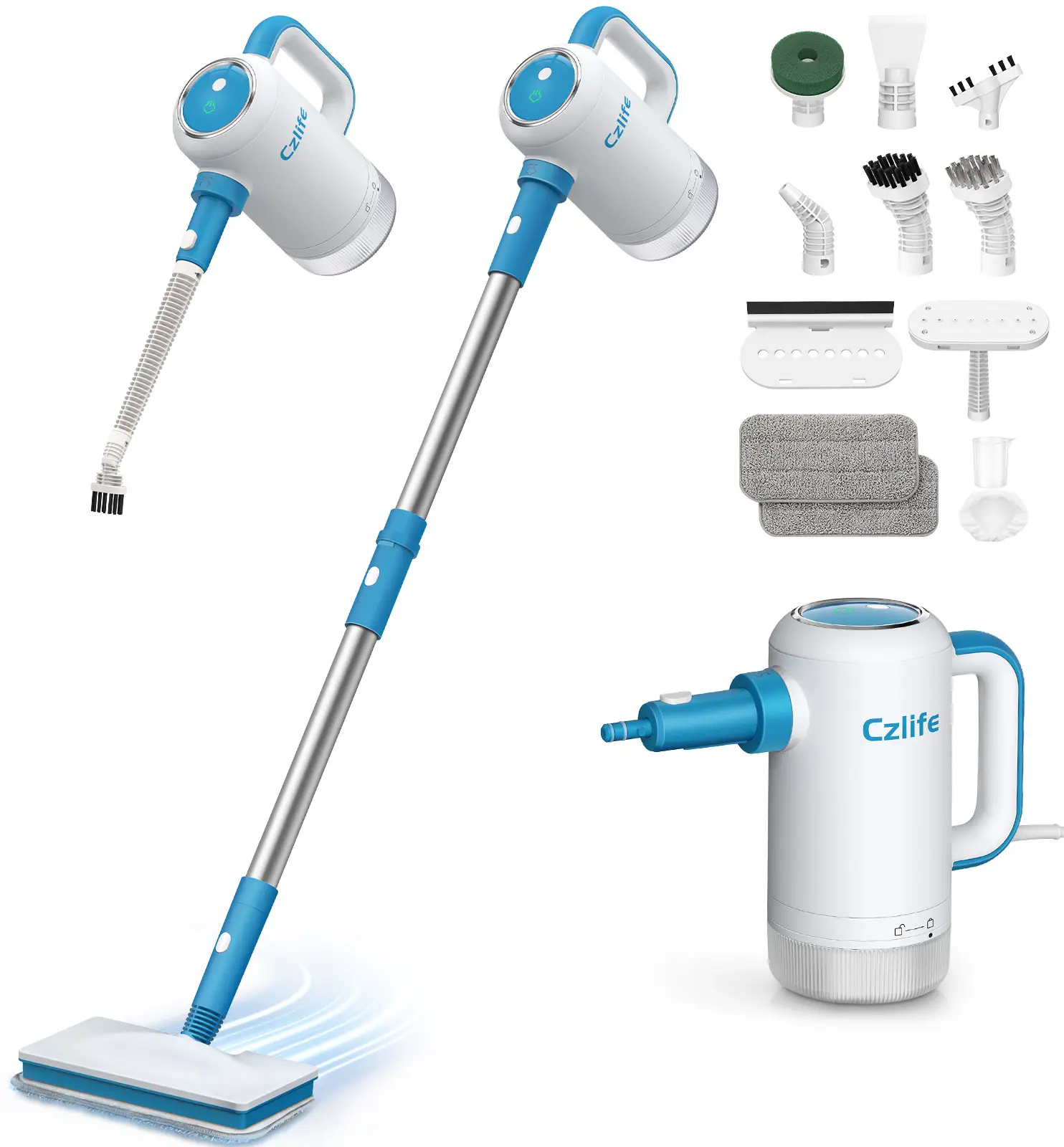 Czlife Z7 13-in-1 Steam Mop for Floor Cleaning, Powerful Handheld Steam Cleaner Machine for Home Tile Grout, Hardwood Laminate, Furniture Couch, Cloth