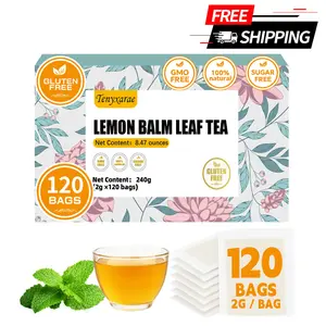 100% Natural Organic Lemon Balm Leaf Tea Bags (120 Counts, 2g Per Bag) | Vegan, Gluten/Sugar/Caffeine-Free | Promotes Digestive Comfort & Antioxidation | Eco-Friendly Individually Wrapped