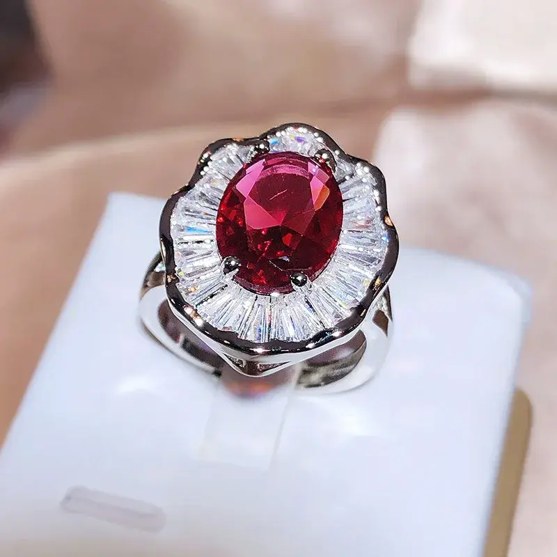 FashionUS - 2024 Fashion Ruby 925 Sterling Silver Ring Punk Classic Ruffle Edge  Imitation Black 5A CZ Stones Women Enamel Ring Jewelry