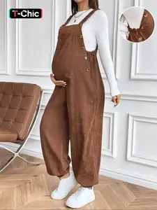 Women's Adjustable Fashion Loose Fit Corduroy Overalls, Striped Casual Pants for All Seasons, Comfortable Maternity Wear, Soft