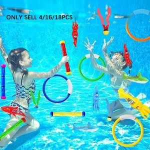 Summer Pool Diving Swimming Toy Set, Underwater Training Sink Float Dive Ring Stick Shark, Kids Summer Pool Party Gift Game, Swimming Pool Kit