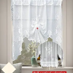Solid Color Pull-Type Kitchen Curtain, Lightweight Sheer Curtains, Rod Pocket Design, Ideal Room Divider for Bedroom & Living Space