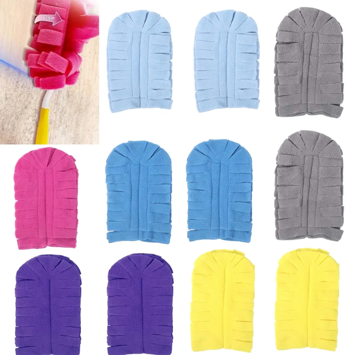 Pack of 12/6 Heavy Duty Electrostatic Disposable Duster Refills Set (without Handles),Muti-color,Ideal for Pet Hair Removal,Replacement Head,Bulk,Halloween Christmas Party Gifts,Hand Tools Kits
