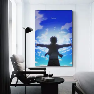 Freedom Canvas Poster, Anime Boy Sky Scene Wall Art for Room Aesthetic Bedroom Dorm Decor, Eco-Friendly Fade-Resistant Waterproof UV-Protected Vibrant Colors - Illustrations