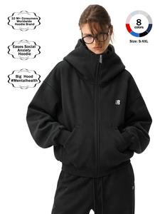 FDR Eases Social Anxiety Hoodie | Big Hood Oversized Zip Up Hoodie for Men & Women | High Neck Heavyweight Embroidered Letter Sweatshirt Loose Fit Casual Basic Long Sleeve Top Streetwear Classic Pant Set #Summervibes summerwins