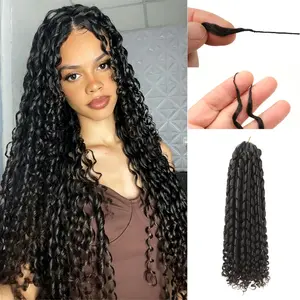 Pixie Curly Crochet Human Hair Feather Crochet Human Hair Extension Pre Separated Natural Black Lightweight 60g Packs