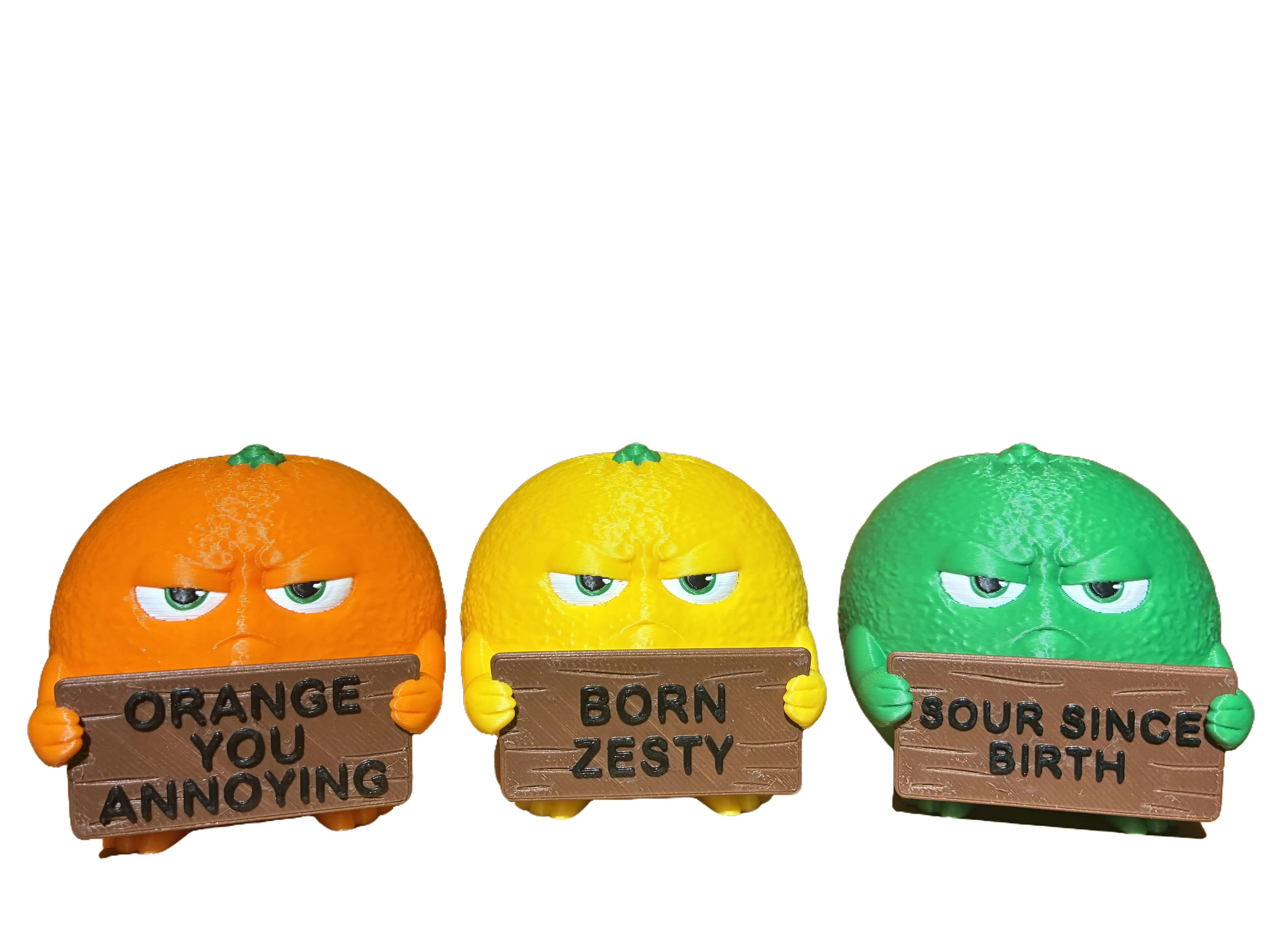 Funny Citrus Figurine Set | Set of 3 Lemon Lime Orange Desk Decor