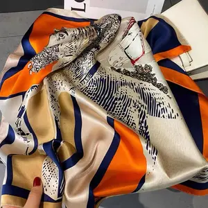 New Silk Scarf Neckerchief Women's Silk Square Scarf Purse Luxury Scarf for Women Designer Silk Headscarf  70*70cm