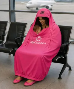 MyCocoon Single Privacy Pod - Lightweight Breathable Privacy pod/fabric for Air Travel & Public Spaces - Full Body Coverage with Side & Face Zippers - Red, Blue, Green, Yellow, Black, Tan, Hot Pink