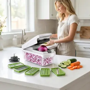 8-Blade Vegetable Chopper Food Slicer Pro SetOnion Chopper, Cabbage SaladChopping,Stainless Steel Blades, HomeUtensils,Cooking Kitchen Gadget