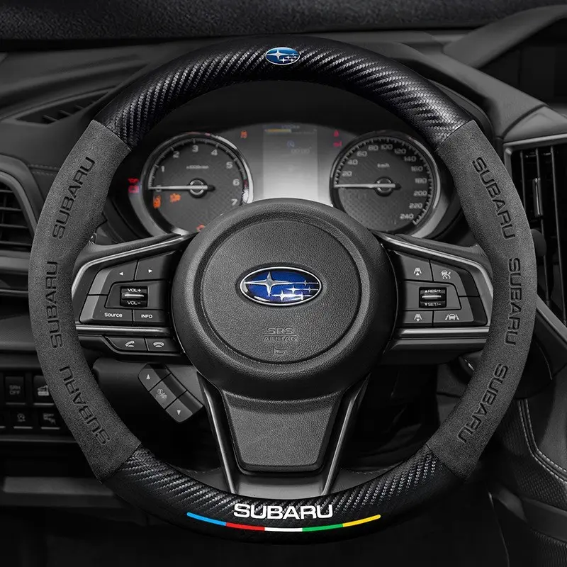 Subaru Outback Brz Wrx Xv Ascent Forester Impreza Legacy Automotive Car Suede Carbon Fiber Leather Steering Wheel Cover, Durable & Stylish Accessory, Car Steering Wheel Insert Accessories