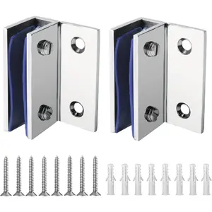 Glass Shelf Brackets 2Pcs, Adjustable Shower Glass Clamps, Heavy Duty Clamp Holder, SUS304 Stainless Steel Brackets for 8-12mm Shelves, Polished Chrome