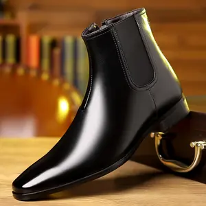 New fall and winter Chelsea boots men's business formal small square head high boots Closed Walking Shoes