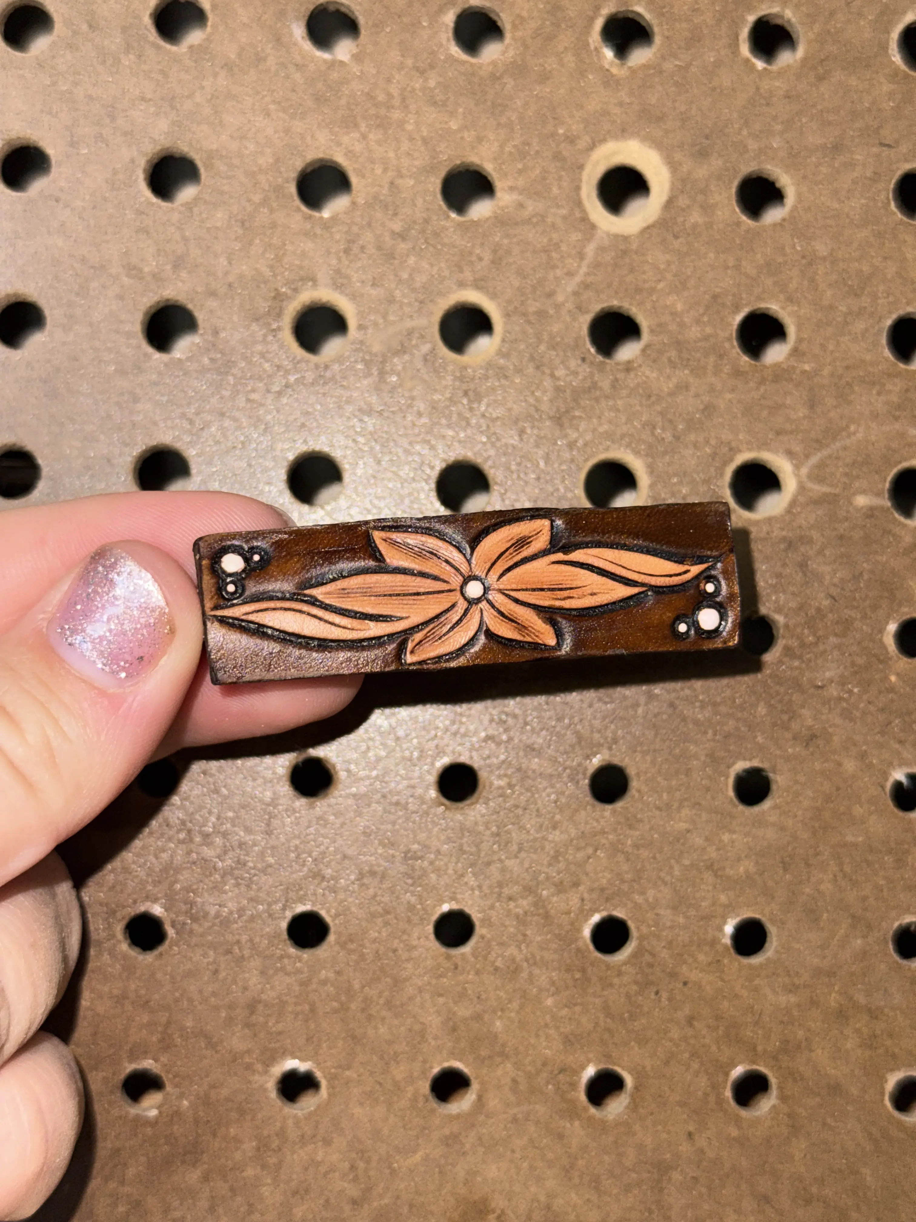 Leather Tooled Hair Clip, Fashion Hair Accessory for Daily Wear