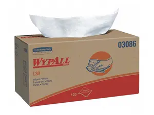 L30 DRC (Double Re-Creped) Disposable Wipes, 120 Ct. 9-4/5" x 10" Sheets, White