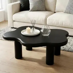 Bellemave  ON-TREND 44'' x 25.9'' Easy Assembly Cloud Coffee Table with 1.5'' Thick Tabletop, Cream Style Irregular End Table with 3 Sturdy Legs, Sleek Center Table with Round Edge for Living Room