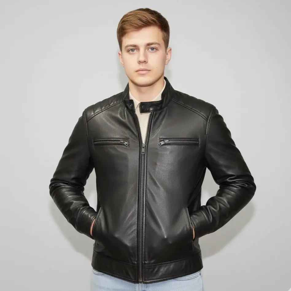 Jet Black Soft Lamb Skin Jacket