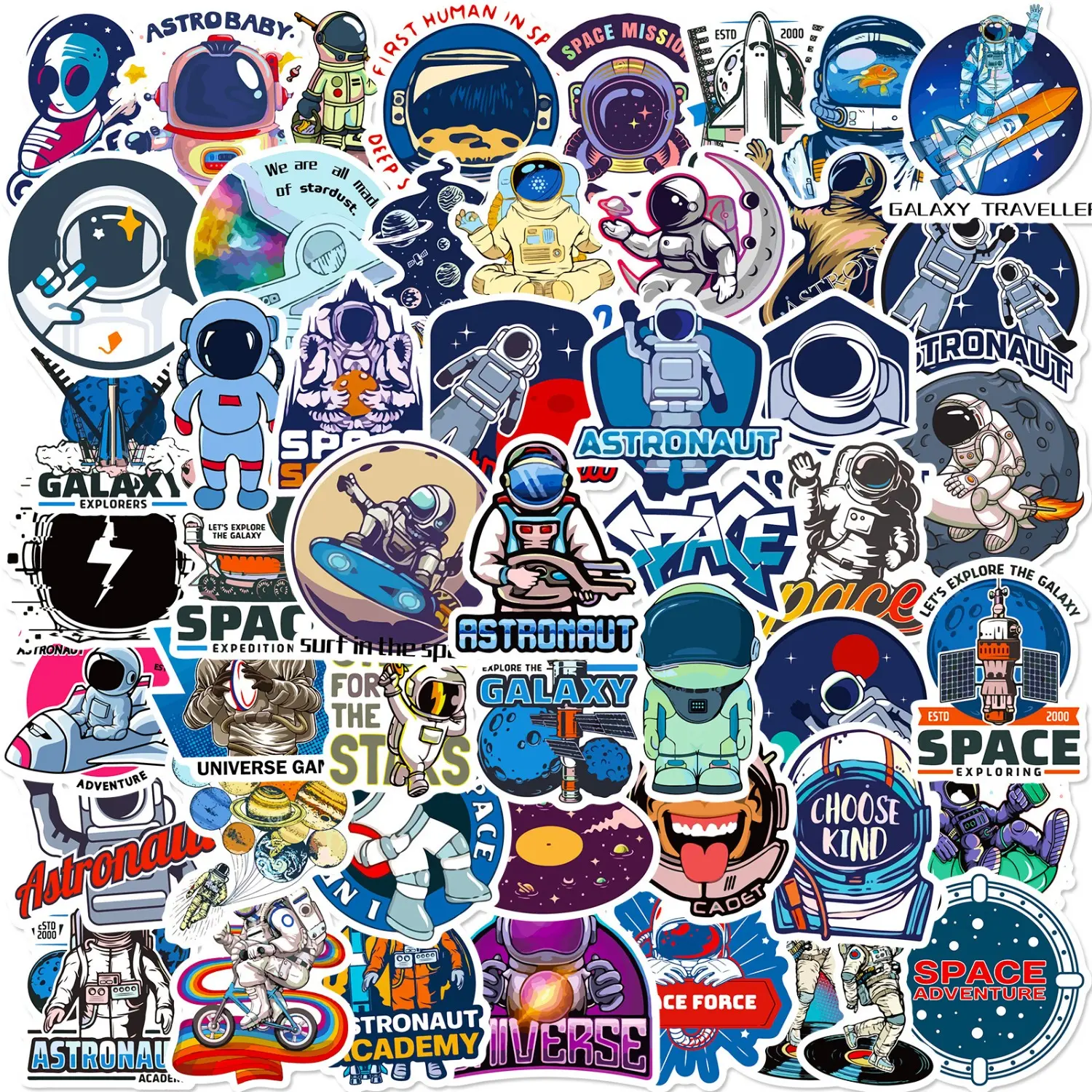 50pcs Space Planet Astronaut Series Stickers, Bumper Sticker, Decorative Decal, Car Decals, Car Vehicle Decoration, Cool Car Decoration, Automotive Decoration, Suitable for Scrapbooks, Diaries, Laptops, Water Bottles, Cars, As Gifts