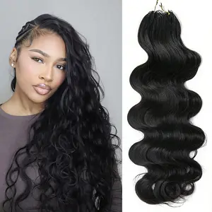OQ HAIR Body Wave Feather Crochet Human Hair Extensions Miracle Knots Pre-Separated Crochet Braid Hair Extensions Human Hair Natural Color 50g/Pack