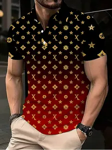 Ethnic geometric totem  vintage and individual men's short-sleeved Print polo shirt
