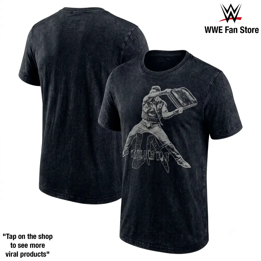 LA Knight Folding Chair Silhouette WWE Graphic T-Shirt YEAH Megastar SmackDown Superstar Money in the Bank Winner United States Champion Fan Favorite Mic Master Vintage Washed Tee Wrestling Gift for Men Women Fans