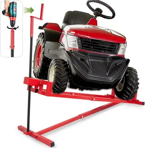 Ride-On Lawn Mower Jack Lift - Telescopic Maintenance Jack for Garden Tractors and Riding Lawn Mowers, 880 lbs Weight Capacity, Manual and Power Tool Handles Included