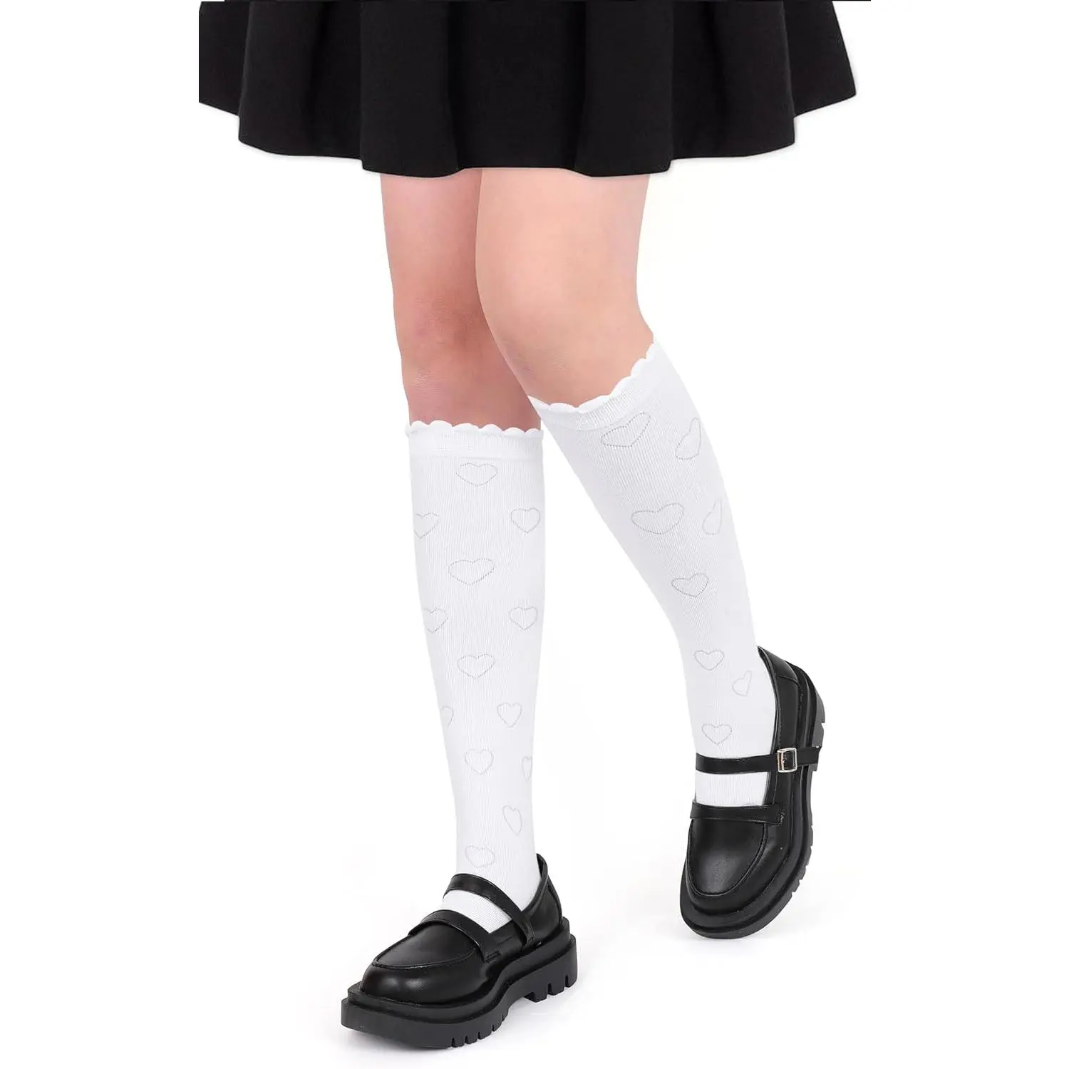 Girls' 3-Pack Knit Fabric Dress Socks - Seamless Toe, Schoolwear Uniform Style, 3-11T