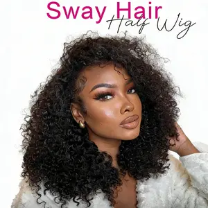 Sway Hair 【Pure Human Hair Kinky Curly Wig】Sway Hair 250% Density 13X4 HD Transparent Front Lace Wigs Kinky Curly Invisible Hairline Human Hair Wigs 200%/250% High Density Natural Appearance Short Bob Wigs