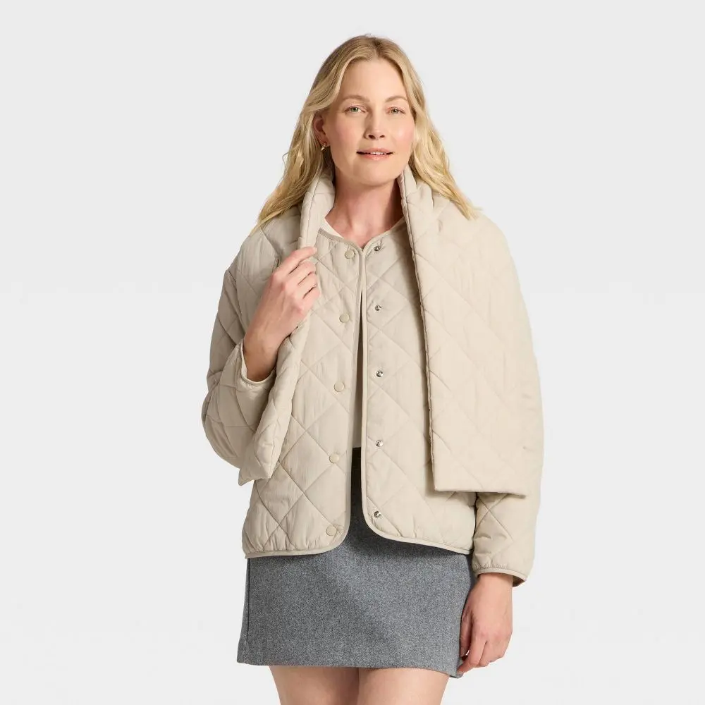 Women's Quilted Scarf Jacket - A