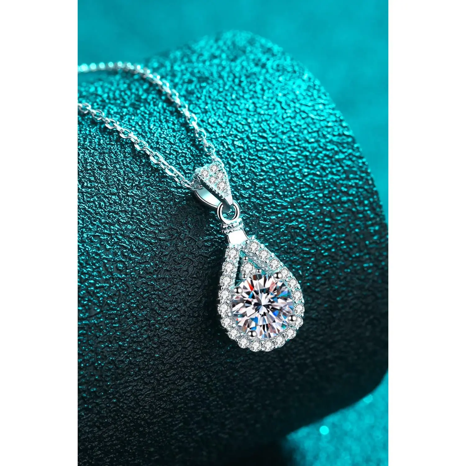 2 Carat Flawless Sparkala™ Moissanite Teardrop Pendant Necklace in Fine Sterling Silver
