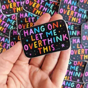 Let Me Overthink This Vinyl Sticker, Over-thinker sticker, Cute Mental Health Colorful Aesthetic Sticker, Laptop Water Bottle Decal