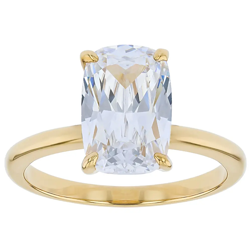 JTV White Cubic Zirconia 18K Yellow gold Over Sterling Silver Solitaire Ring 6.30ct