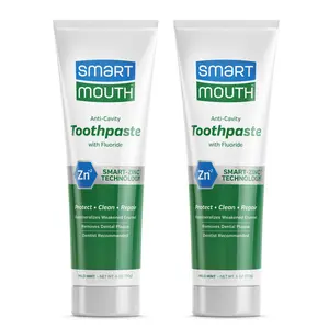 SmartMouth Anti-Cavity + Zinc Toothpaste (6oz 2 Pack) | Fluoride Anti-Cavity & Fresh Breath for Adults