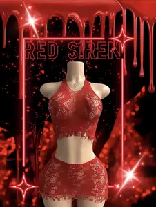RED SIREN MESH LACE 2 PIECE