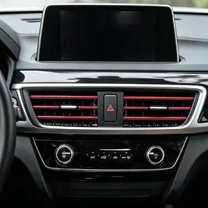 20 Pcs RED Car Vent Outlet Trim Strip Chrome PVC Air Conditioner Decoration Interior Accessories DIY 7.7 Inches Vehicle Replacement for Straight Grilles