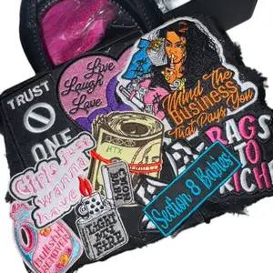 Junk Bag for TRENDSETTING GET MONEYYYY GIRLIESSS with Unique Patch Designs and Quotes