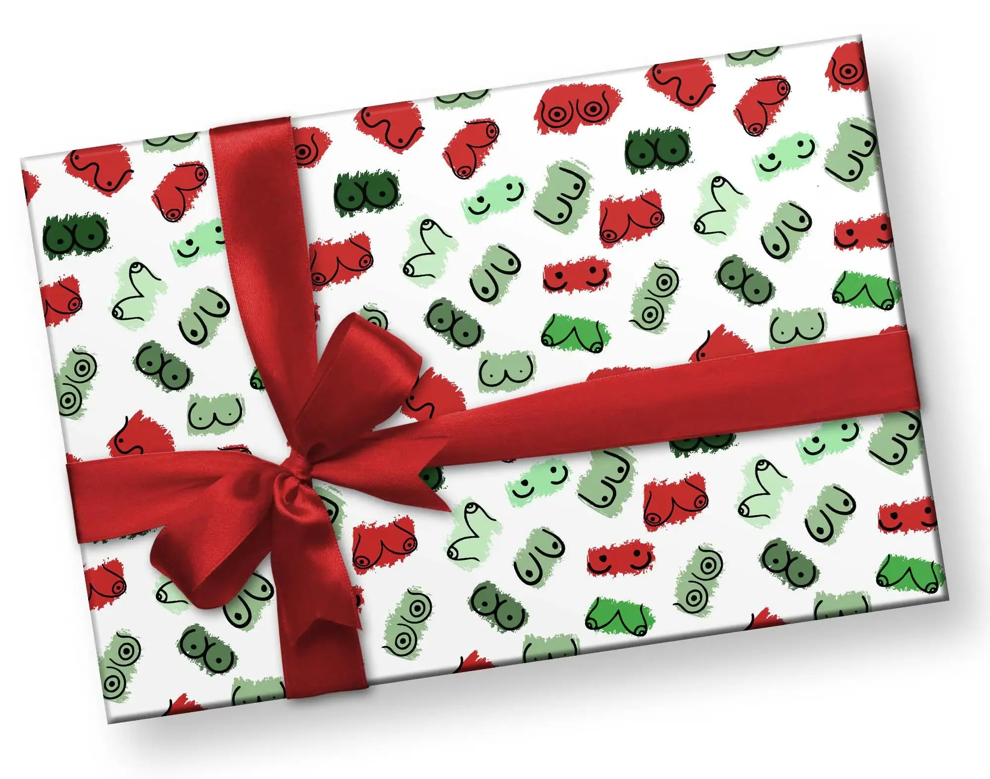 Funny Christmas Joke Wrapping Paper, Adult Joke Gift Wrap, Inappropriate White Elephant Present for Silly Adults