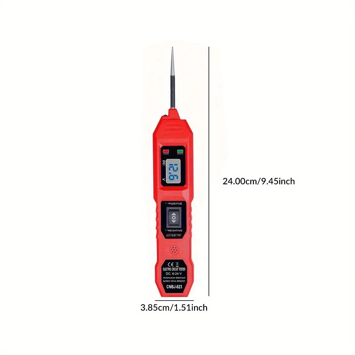 Automotive Multifunction Drive Circuit Tester, 4.5m Cable, Bright Digital Display, DC 3.5-36V Electronic Repair Tool, Polarity LEDs, Overload Safe Voltage Check Tool for Mechanics’ ABS Car Electrical Maintenance, Continuity & Battery Tester