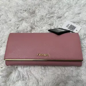 Pre-owned PRADA Calf Skin Bag Accessories Saffiano Metal Continental Flap Wallet