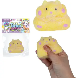 ORB Tabalicious Fluffs TABA Squishy Hamster (Yellow) - Fuzzy, Flocked, Cute Animal TABA Squishies Toys - Soft, Sticky Stress Ball Fluff Toys - Kawaii Sensory and Fidget Toys and Gifts Kids and Adults