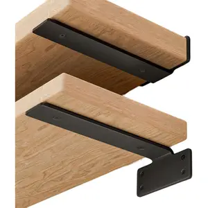 Shelf Brackets Floating Shlef Brackets 6-Inch 6-Packs, 1/5 Inch Thick Heavy Duty Shelving Brackets for  Shelves, 6"  Black Metal L Bracket Shelf Bracket Supports with 160 Lbs Load Capacity