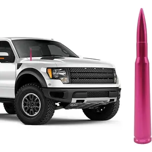 5.4" Car Bullet Antenna Ford F150 F250 F350 Super Duty Ford Mustang Raptor Car Radio Antenna for Universal Utility Aluminum Thick Short Replacement Antenna (Pink)