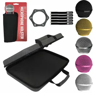 Microphone Accessory Package with Premium Multipurpose Padded Shell Utility Case & Microphone Grille Colors