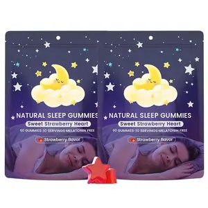 Natural Sleep Gummies - 30 Servings -Sweet Strawberry Stars (Melatonin Free)