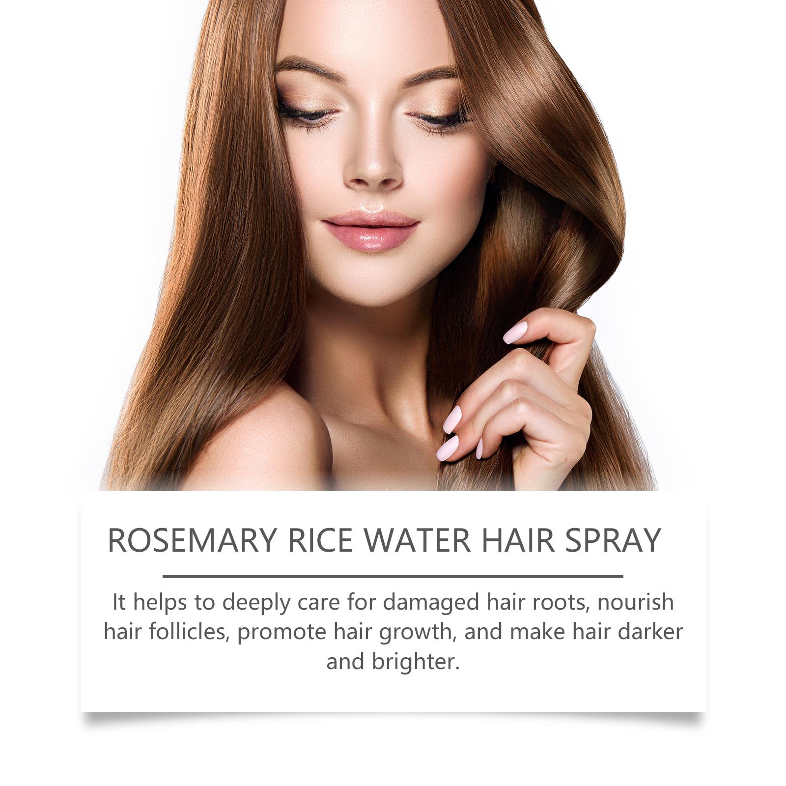 [Buy 2 Get 2 Free]Rosemary Rice Water Spray Liquid, 3.38 FL OZ, with Rosmarinus Leaf Extract & Mentha Piperita (Peppermint) Oil, Scalp Nourishment & Massage Haircare Fuzz Booster for All Hair Types